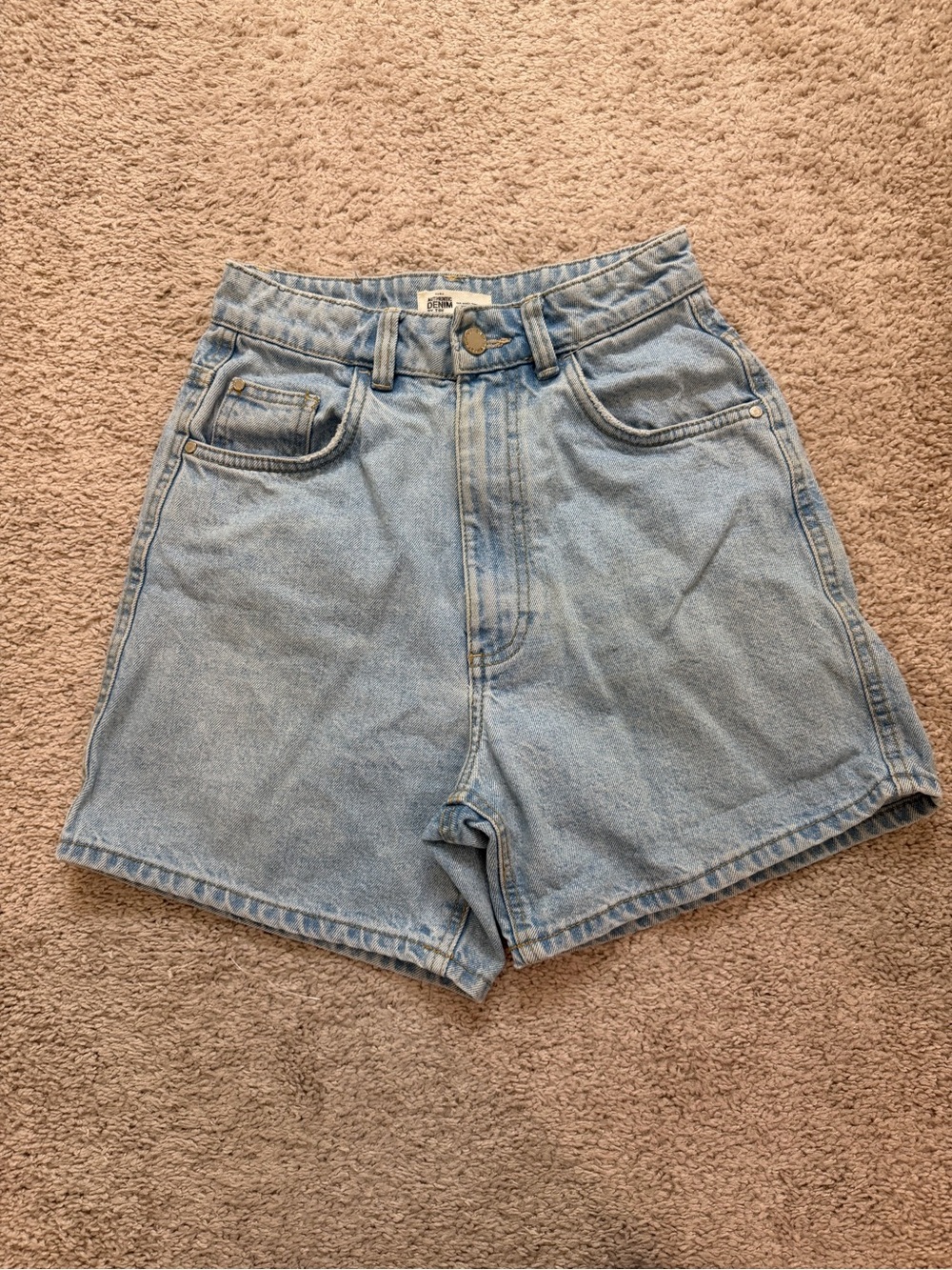 Zara Light Blue High-Waist Denim Shorts